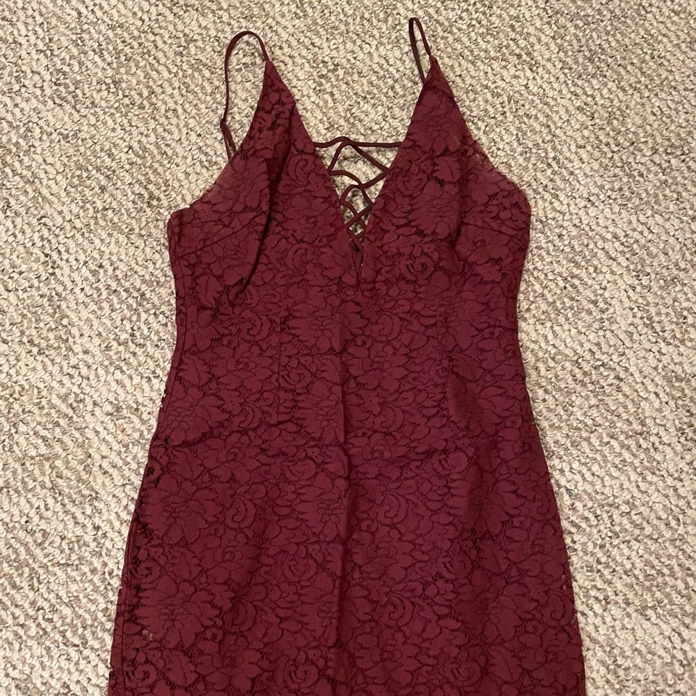 Astr wine lace mini dress - small